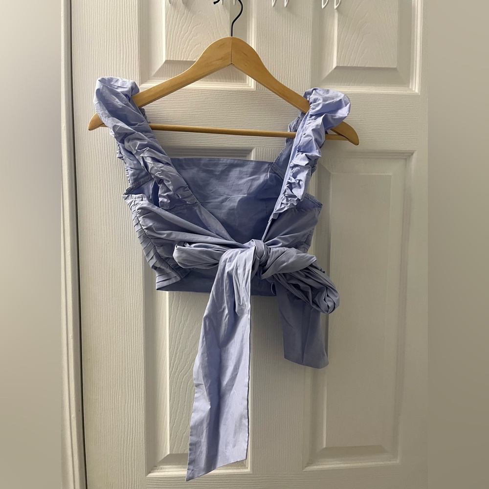 En Saison Ruched Blue Top - Picture 2 of 4